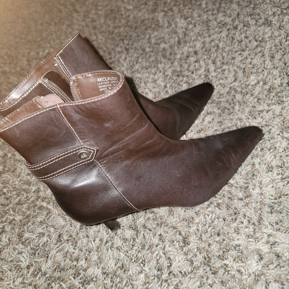 Leather Booties, Anne Klein, size 6, Brown